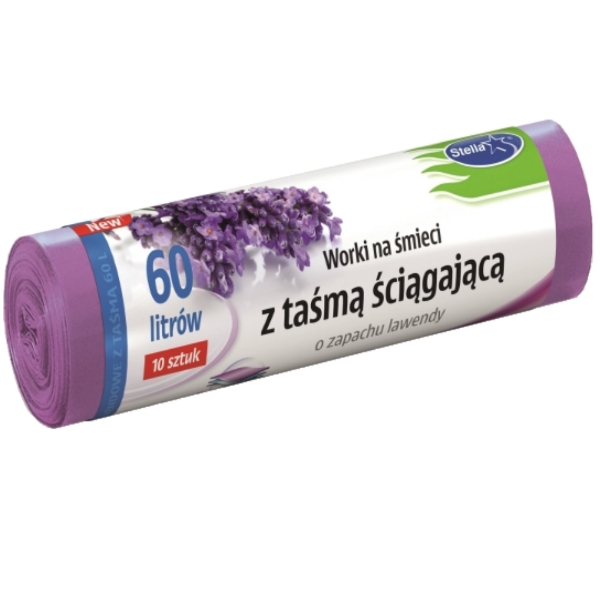 Stella Saci Menaj Ldpe Cu Snur Lavanda 60l 10/Set 9909v1