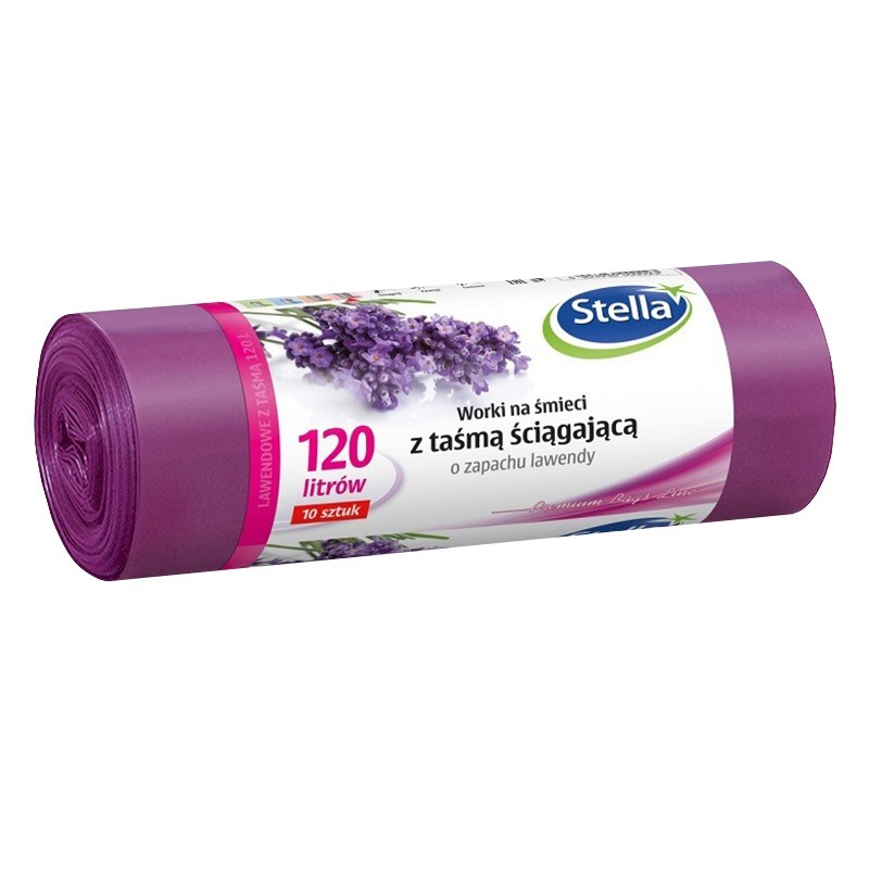 Stella Saci Menaj Ldpe Cu Snur Lavanda 120l 10/Set 9923v1